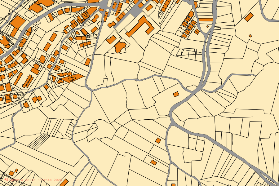 Mappa catastale del centro di Oppido Lucano: particelle e fabbricati, cartografia Agenzia delle Entrate