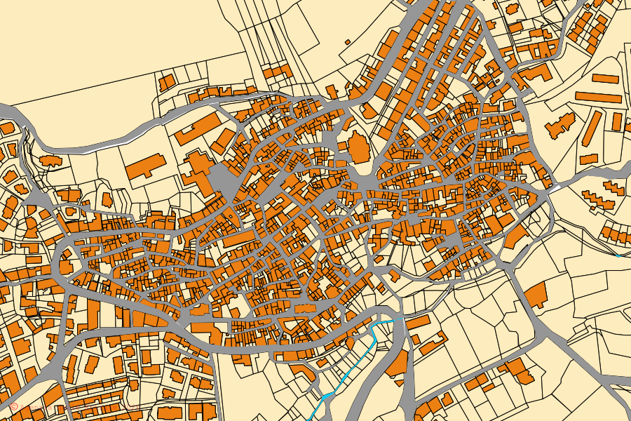 Mappa catastale del centro di Orani: particelle e fabbricati, cartografia Agenzia delle Entrate