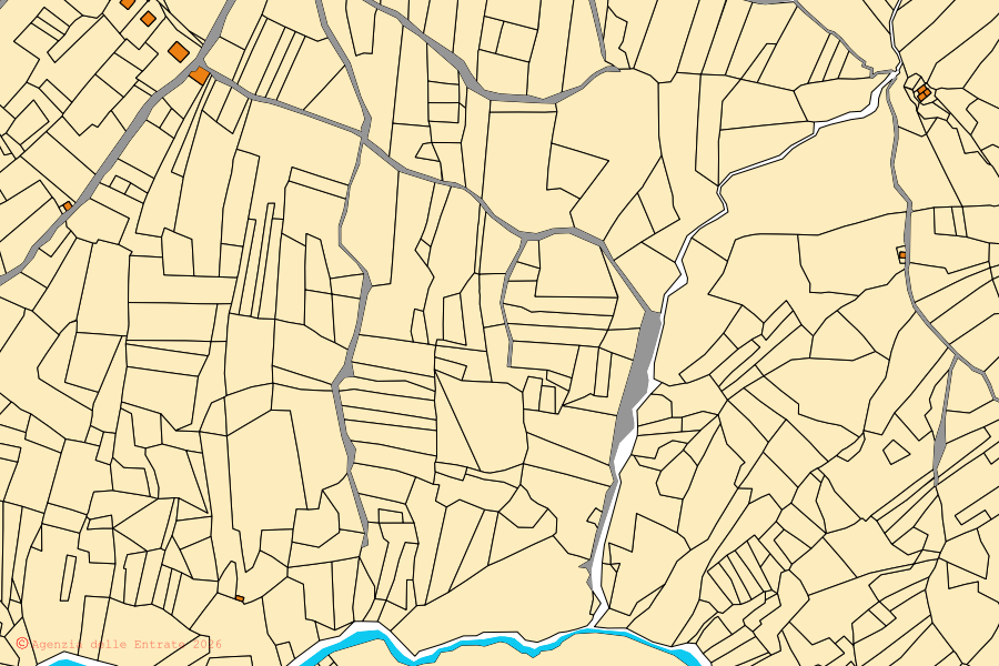 Mappa catastale del centro di Oratino: particelle e fabbricati, cartografia Agenzia delle Entrate
