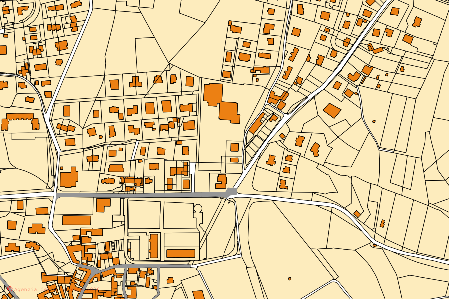 Mappa catastale del centro di Orsenigo: particelle e fabbricati, cartografia Agenzia delle Entrate