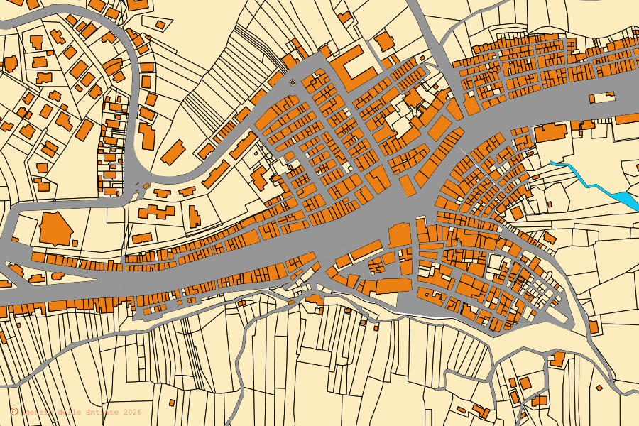 Mappa catastale del centro di Orsogna: particelle e fabbricati, cartografia Agenzia delle Entrate