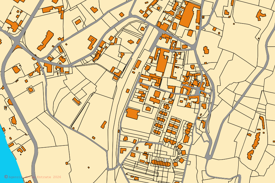Mappa catastale del centro di Orta San Giulio: particelle e fabbricati, cartografia Agenzia delle Entrate
