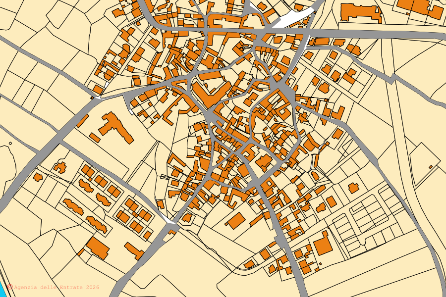 Mappa catastale del centro di Ortacesus: particelle e fabbricati, cartografia Agenzia delle Entrate
