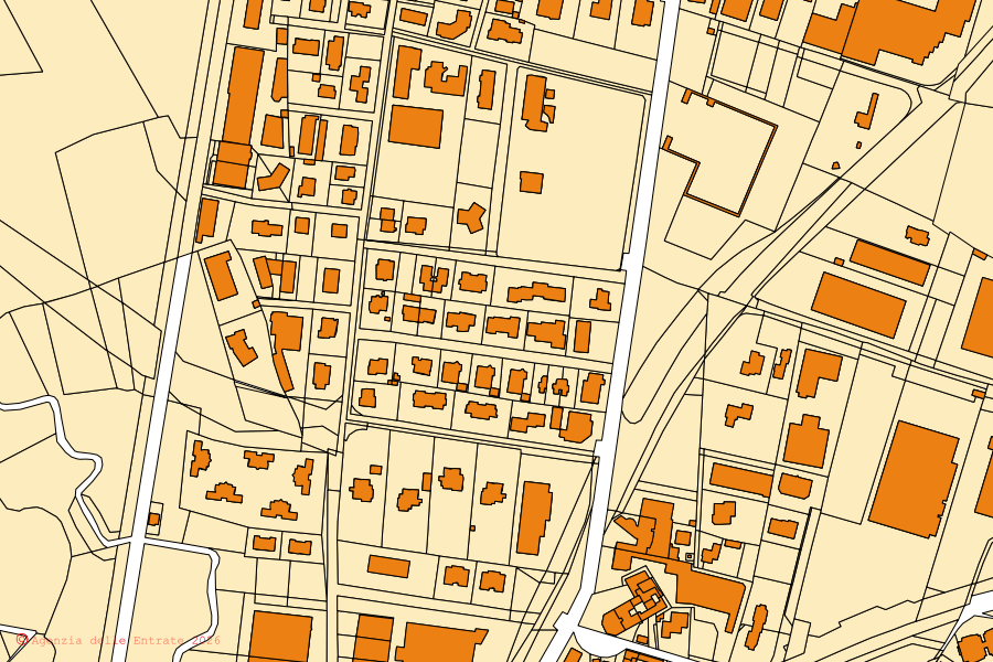 Mappa catastale del centro di Osnago: particelle e fabbricati, cartografia Agenzia delle Entrate