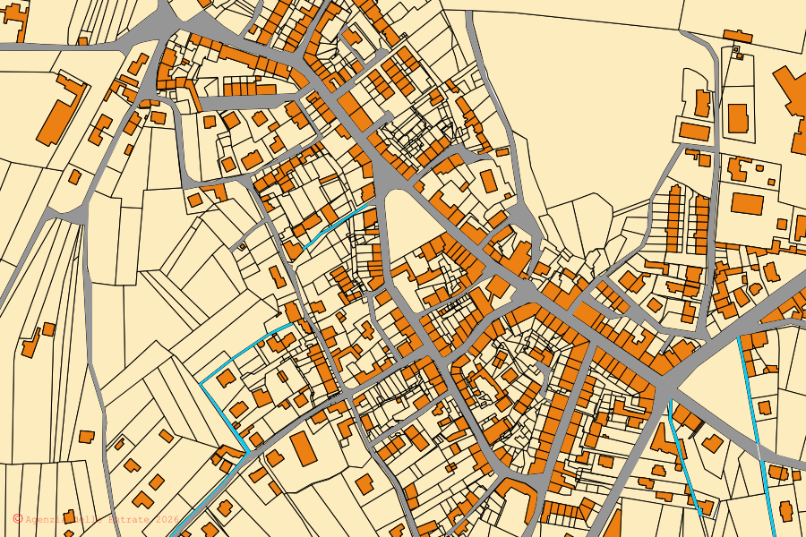 Mappa catastale del centro di Osoppo: particelle e fabbricati, cartografia Agenzia delle Entrate