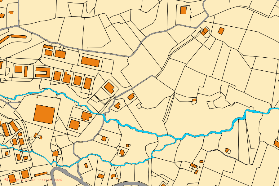 Mappa catastale del centro di Ospedaletto d'Alpinolo: particelle e fabbricati, cartografia Agenzia delle Entrate