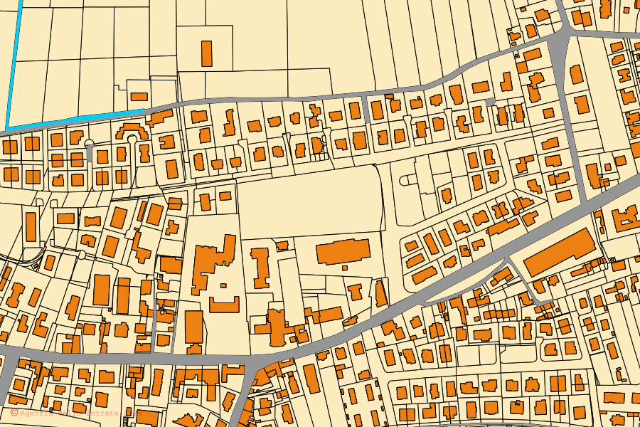 Mappa catastale del centro di Ospedaletto Euganeo: particelle e fabbricati, cartografia Agenzia delle Entrate