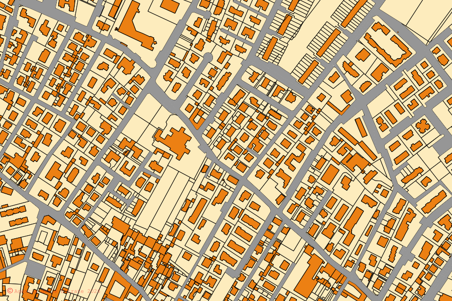 Mappa catastale del centro di Ospitaletto: particelle e fabbricati, cartografia Agenzia delle Entrate