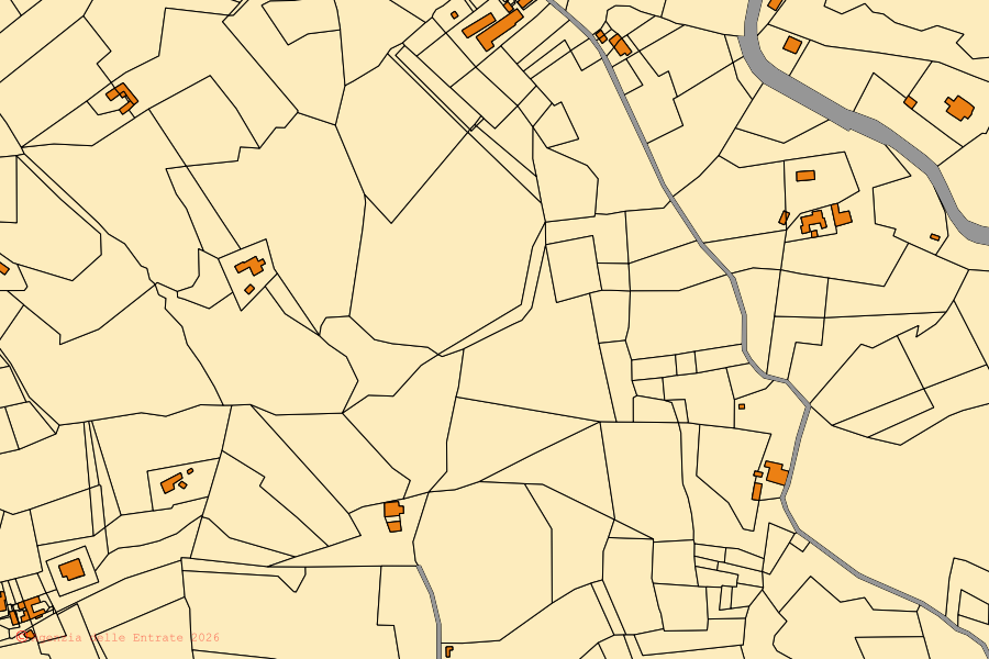 Mappa catastale del centro di Ovada: particelle e fabbricati, cartografia Agenzia delle Entrate