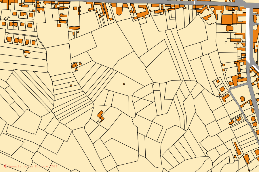 Mappa catastale del centro di Ozzano Monferrato: particelle e fabbricati, cartografia Agenzia delle Entrate