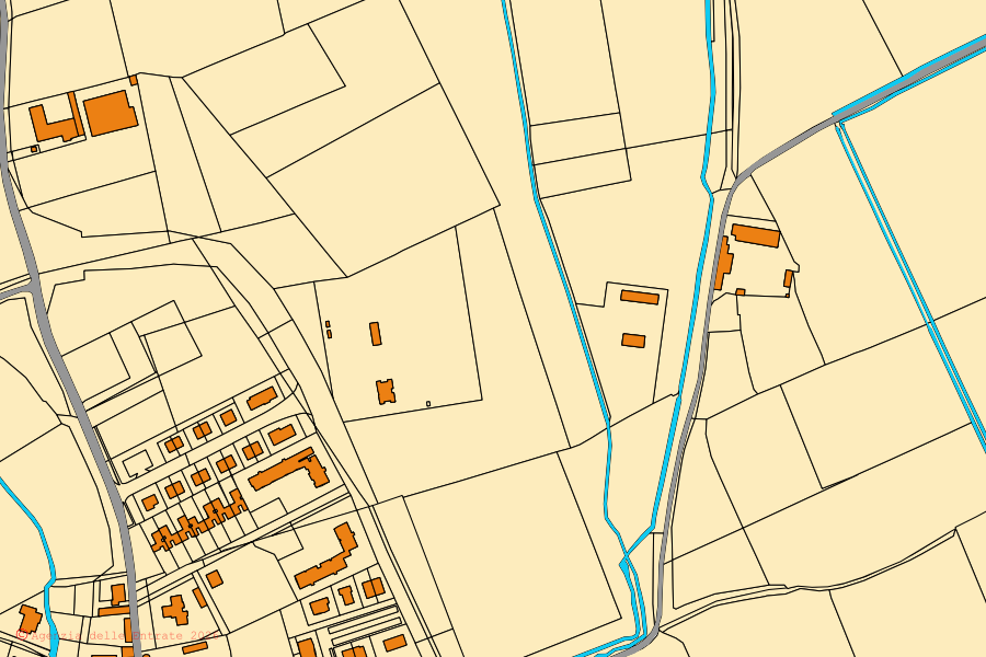 Mappa catastale del centro di Ozzero: particelle e fabbricati, cartografia Agenzia delle Entrate