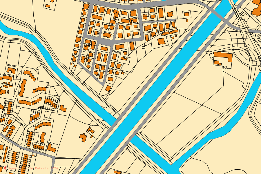 Mappa catastale del centro di Padova: particelle e fabbricati, cartografia Agenzia delle Entrate