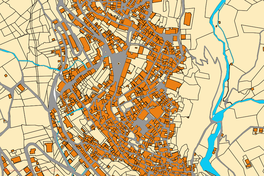 Mappa catastale del centro di Padula: particelle e fabbricati, cartografia Agenzia delle Entrate