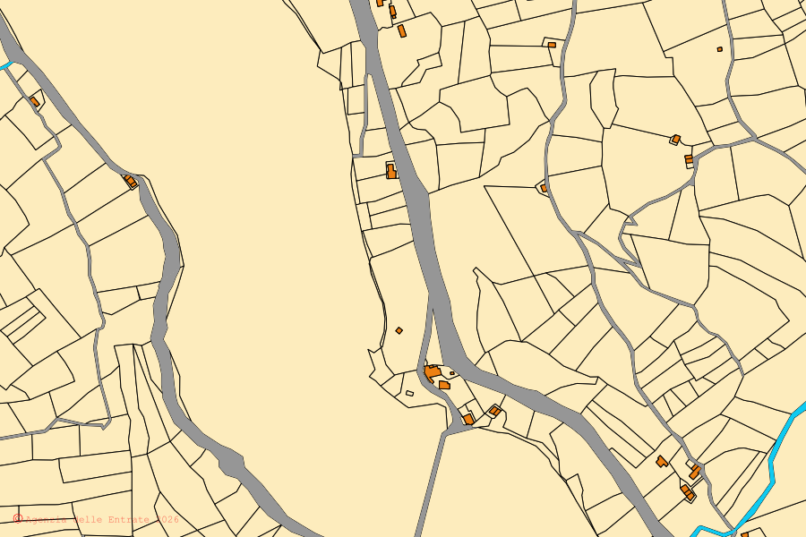 Mappa catastale del centro di Paganico Sabino: particelle e fabbricati, cartografia Agenzia delle Entrate