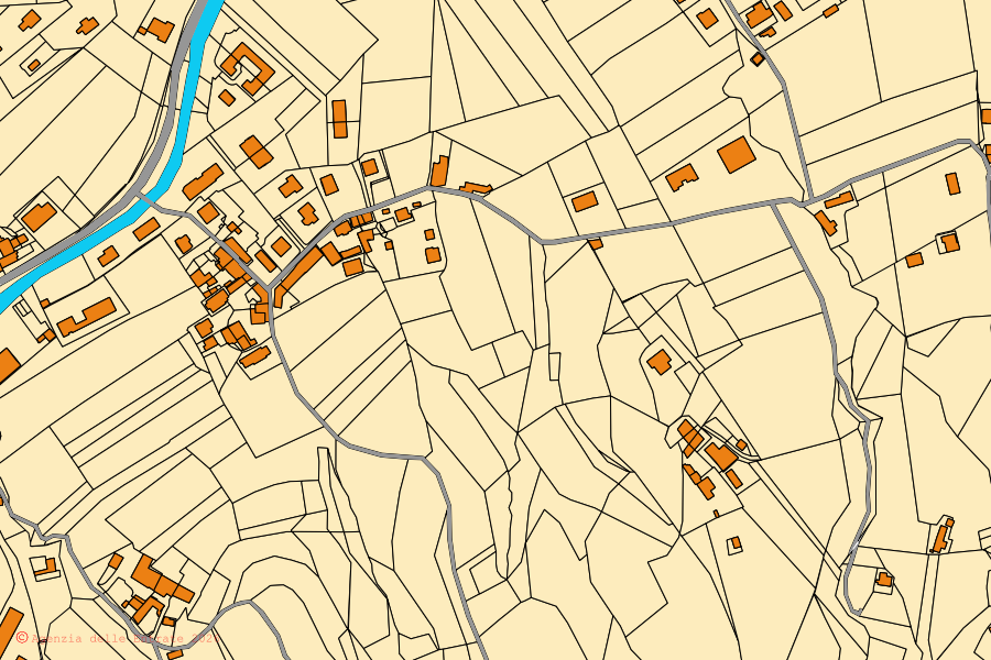 Mappa catastale del centro di Pagno: particelle e fabbricati, cartografia Agenzia delle Entrate