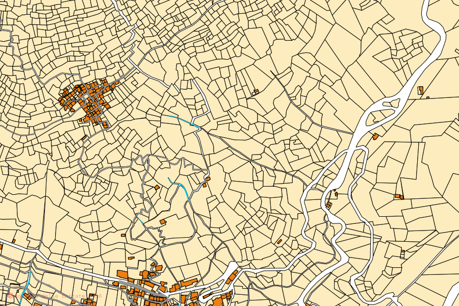 Mappa catastale del centro di Pagnona: particelle e fabbricati, cartografia Agenzia delle Entrate
