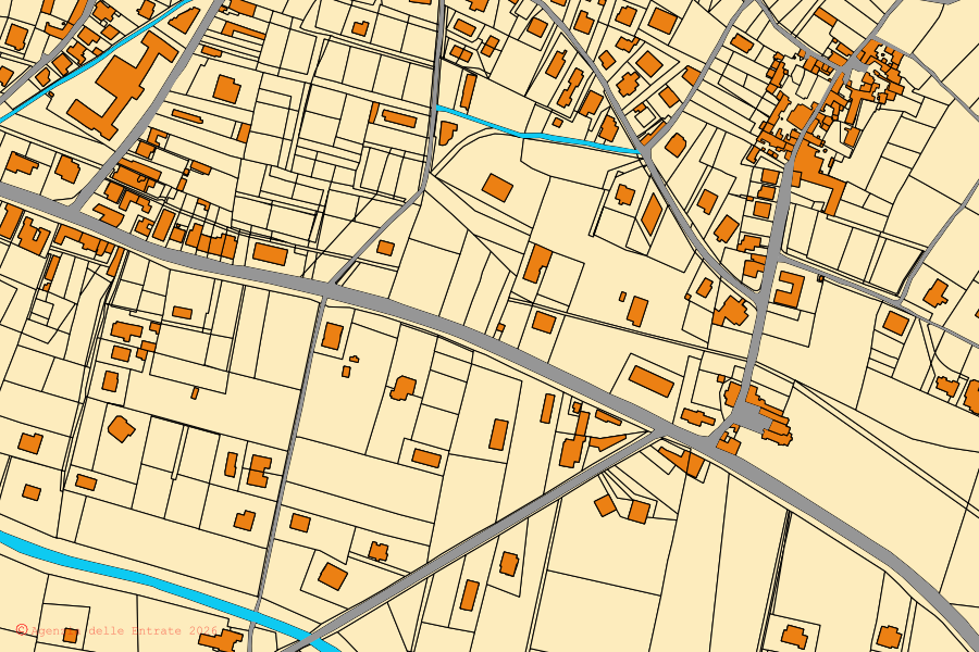 Mappa catastale del centro di Pago del Vallo di Lauro: particelle e fabbricati, cartografia Agenzia delle Entrate