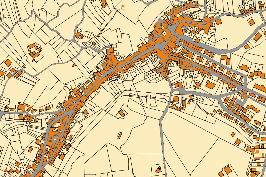 Mappa catastale del centro di Pago Veiano: particelle e fabbricati, cartografia Agenzia delle Entrate