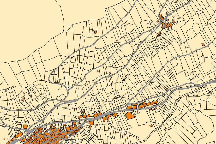 Mappa catastale del centro di Paisco Loveno: particelle e fabbricati, cartografia Agenzia delle Entrate