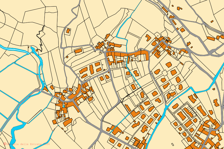 Mappa catastale del centro di Paitone: particelle e fabbricati, cartografia Agenzia delle Entrate