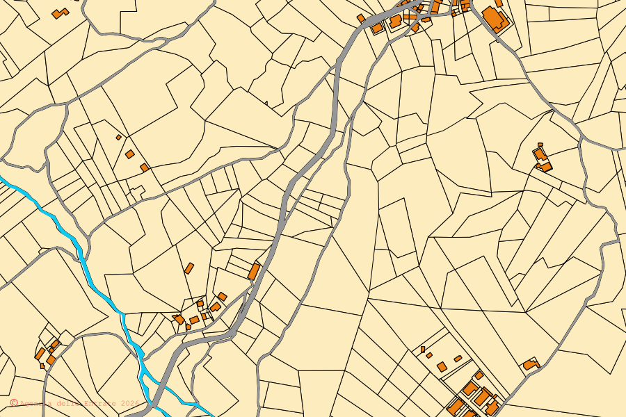 Mappa catastale del centro di Palagano: particelle e fabbricati, cartografia Agenzia delle Entrate