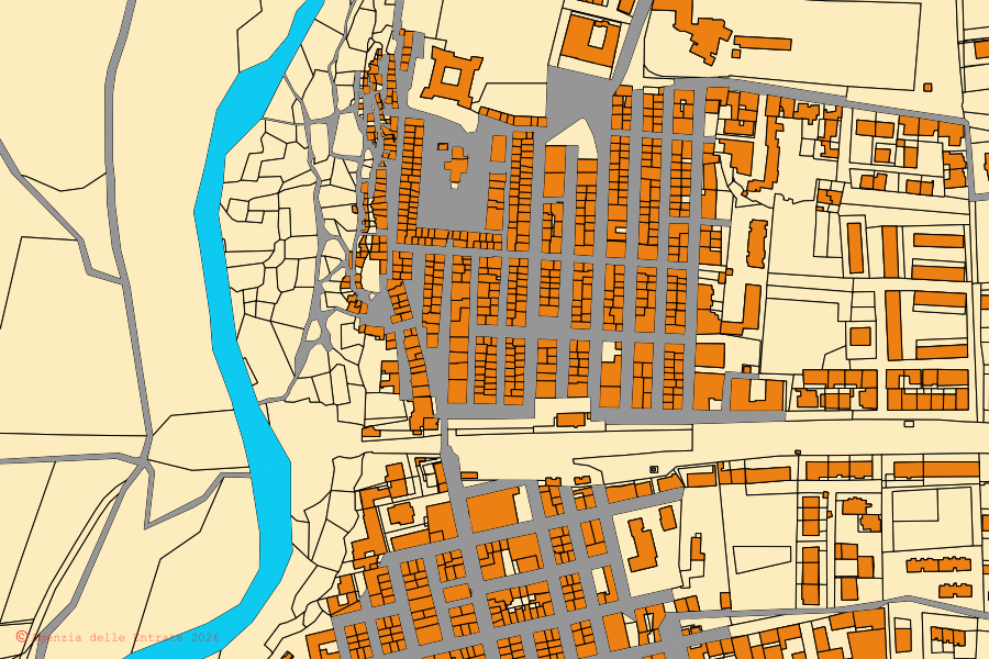 Mappa catastale del centro di Palagianello: particelle e fabbricati, cartografia Agenzia delle Entrate