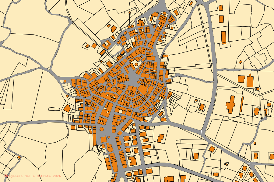 Mappa catastale del centro di Palata: particelle e fabbricati, cartografia Agenzia delle Entrate