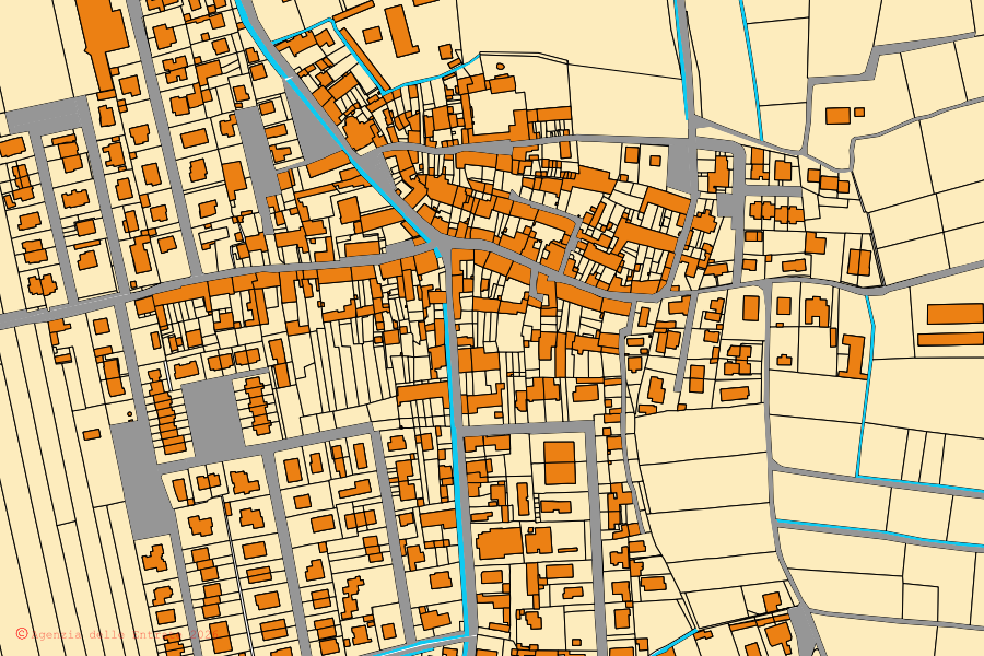 Mappa catastale del centro di Palazzo Pignano: particelle e fabbricati, cartografia Agenzia delle Entrate