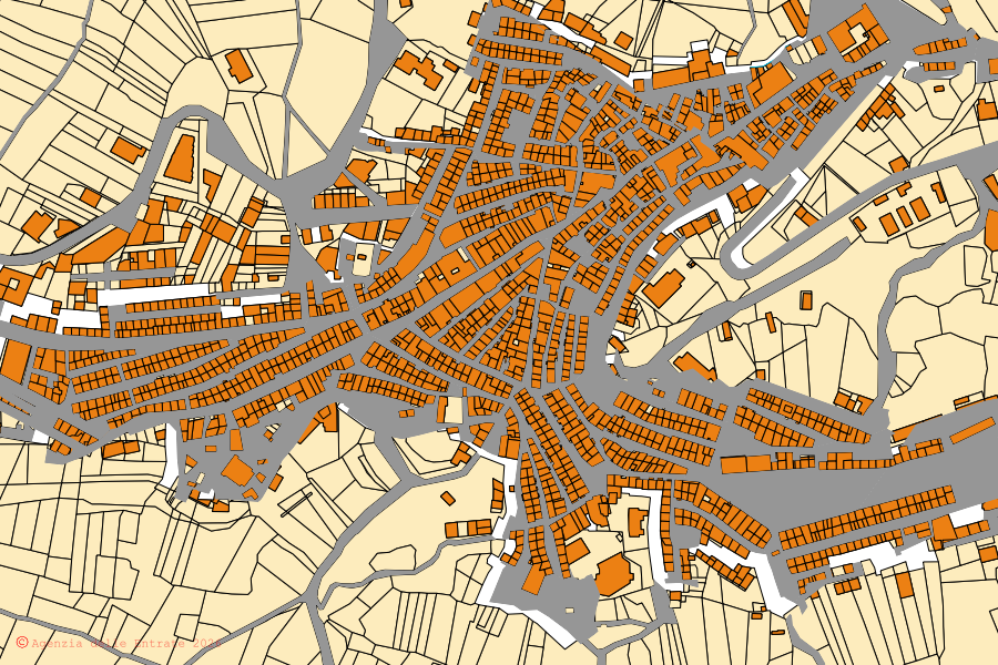 Mappa catastale del centro di Palazzo San Gervasio: particelle e fabbricati, cartografia Agenzia delle Entrate
