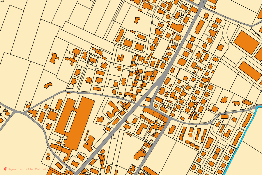 Mappa catastale del centro di Palazzolo sull'Oglio: particelle e fabbricati, cartografia Agenzia delle Entrate