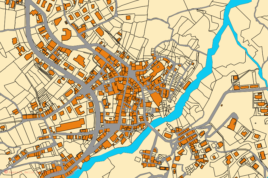 Mappa catastale del centro di Palena: particelle e fabbricati, cartografia Agenzia delle Entrate