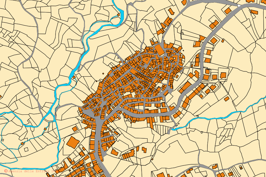 Mappa catastale del centro di Palermiti: particelle e fabbricati, cartografia Agenzia delle Entrate