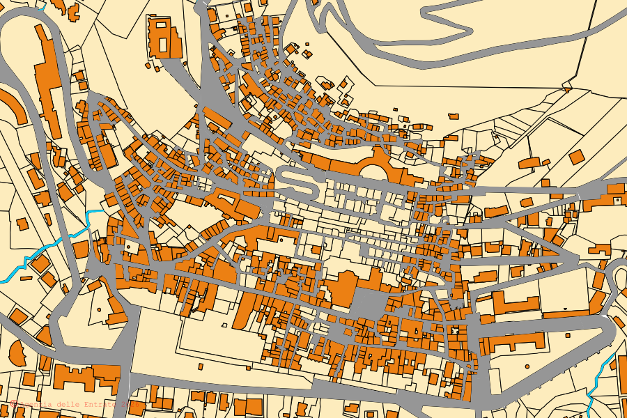 Mappa catastale del centro di Palestrina: particelle e fabbricati, cartografia Agenzia delle Entrate