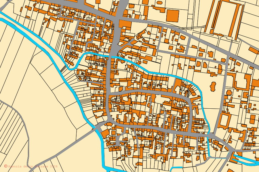 Mappa catastale del centro di Palestro: particelle e fabbricati, cartografia Agenzia delle Entrate