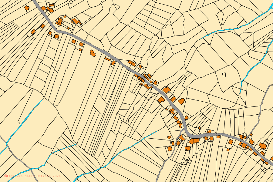 Mappa catastale del centro di Paliano: particelle e fabbricati, cartografia Agenzia delle Entrate