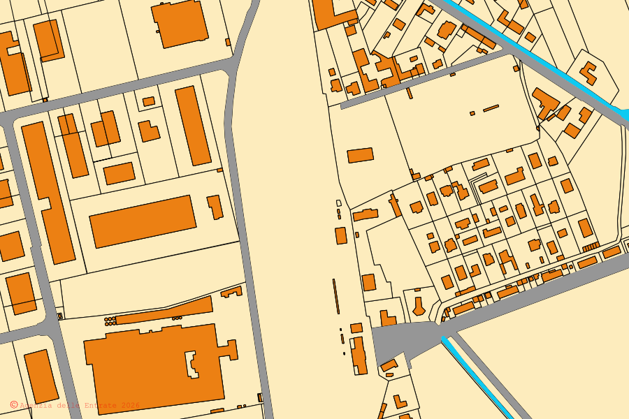 Mappa catastale del centro di Palmanova: particelle e fabbricati, cartografia Agenzia delle Entrate