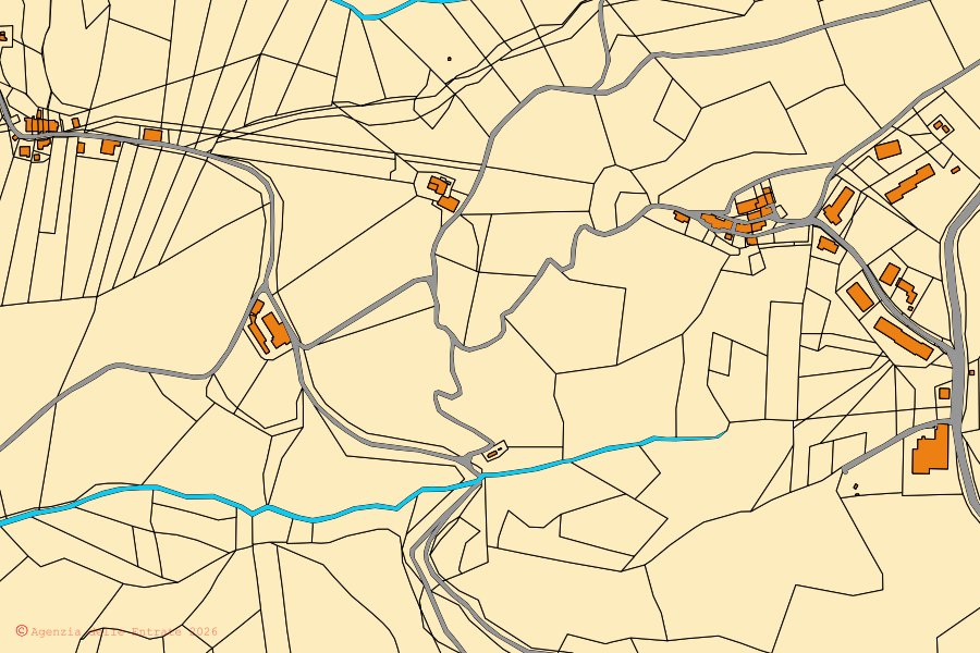 Mappa catastale del centro di Palmiano: particelle e fabbricati, cartografia Agenzia delle Entrate