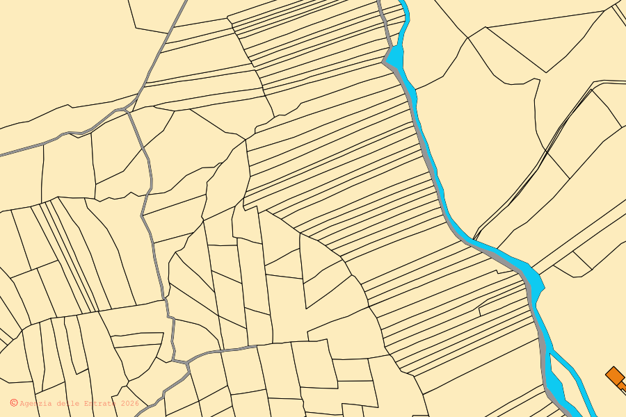 Mappa catastale del centro di Panettieri: particelle e fabbricati, cartografia Agenzia delle Entrate