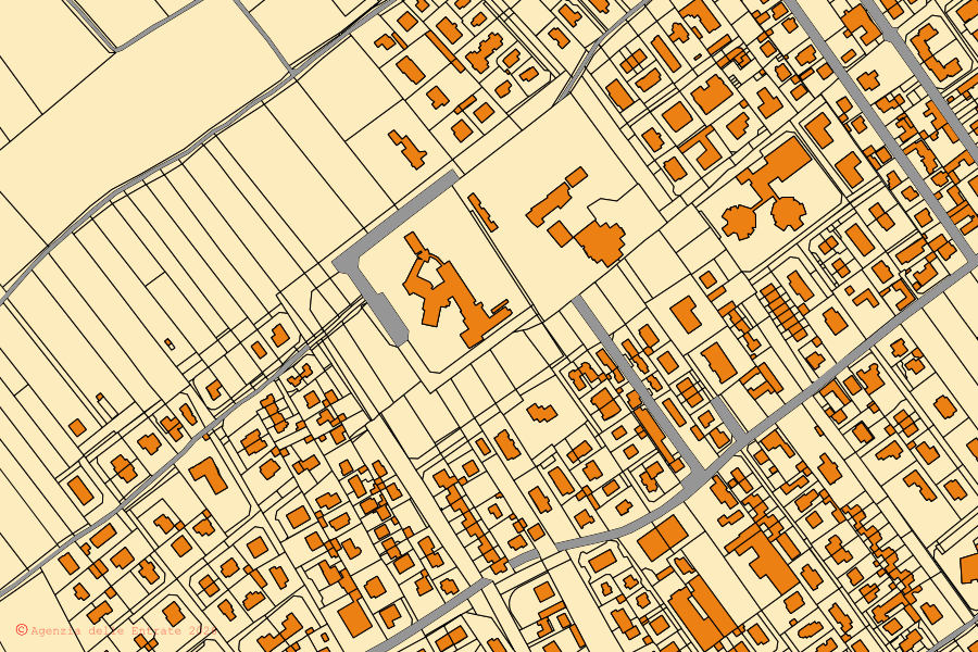 Mappa catastale del centro di Parabiago: particelle e fabbricati, cartografia Agenzia delle Entrate
