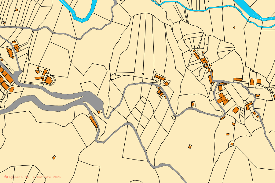 Mappa catastale del centro di Parenti: particelle e fabbricati, cartografia Agenzia delle Entrate
