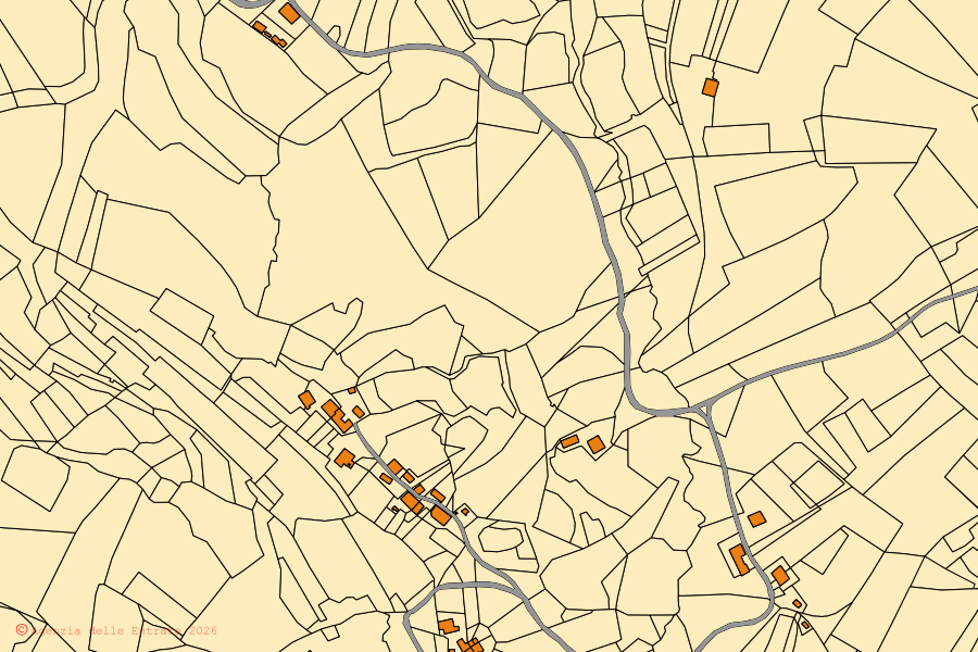 Mappa catastale del centro di Pareto: particelle e fabbricati, cartografia Agenzia delle Entrate