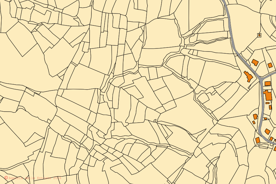 Mappa catastale del centro di Parodi Ligure: particelle e fabbricati, cartografia Agenzia delle Entrate