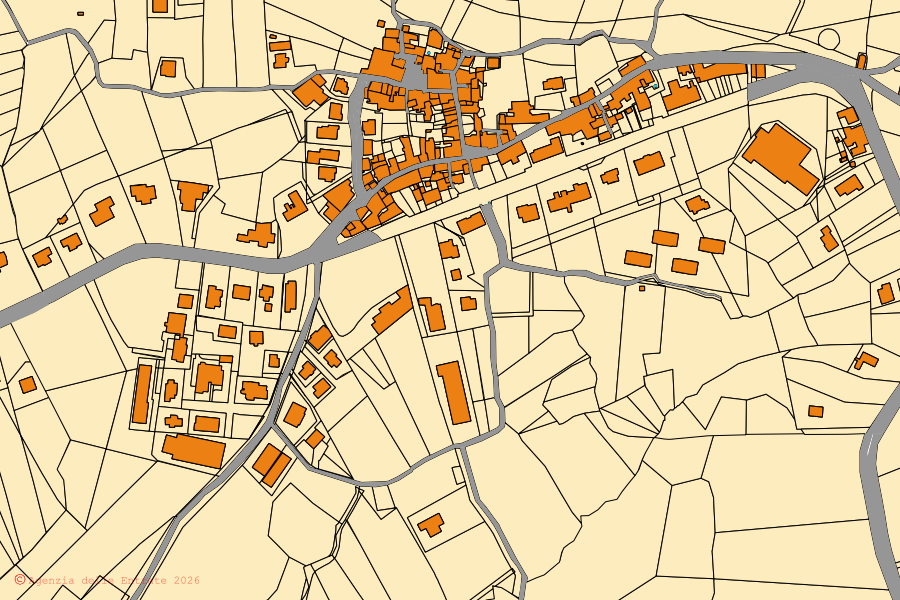 Mappa catastale del centro di Parolise: particelle e fabbricati, cartografia Agenzia delle Entrate