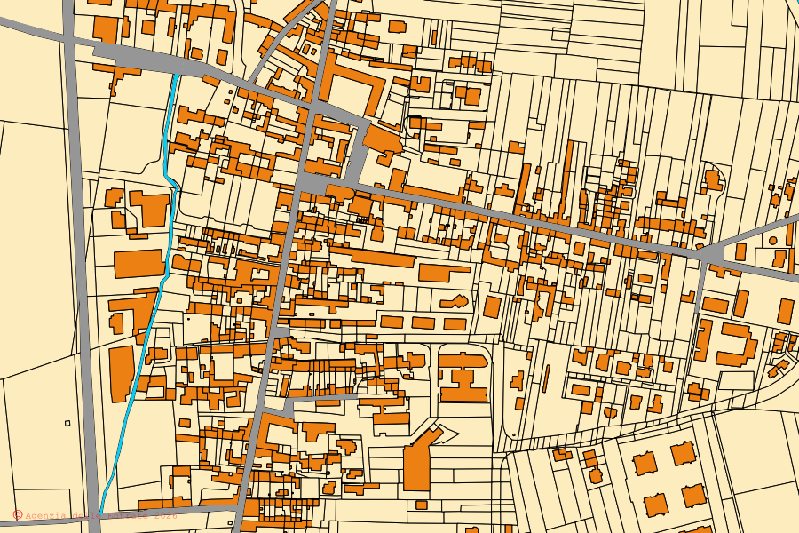 Mappa catastale del centro di Parona: particelle e fabbricati, cartografia Agenzia delle Entrate