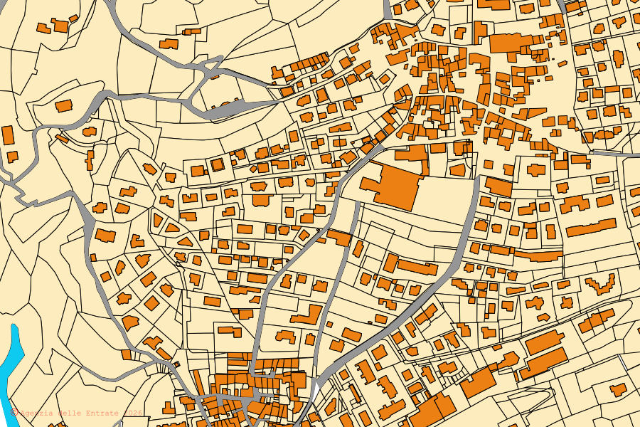 Mappa catastale del centro di Parre: particelle e fabbricati, cartografia Agenzia delle Entrate