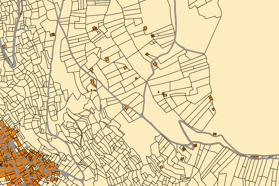 Mappa catastale del centro di Paspardo: particelle e fabbricati, cartografia Agenzia delle Entrate