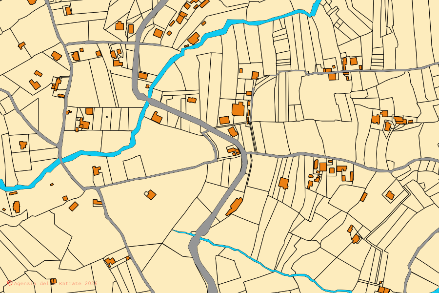 Mappa catastale del centro di Pastena: particelle e fabbricati, cartografia Agenzia delle Entrate