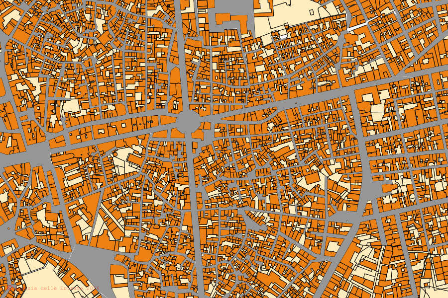 Mappa catastale del centro di Paternò: particelle e fabbricati, cartografia Agenzia delle Entrate