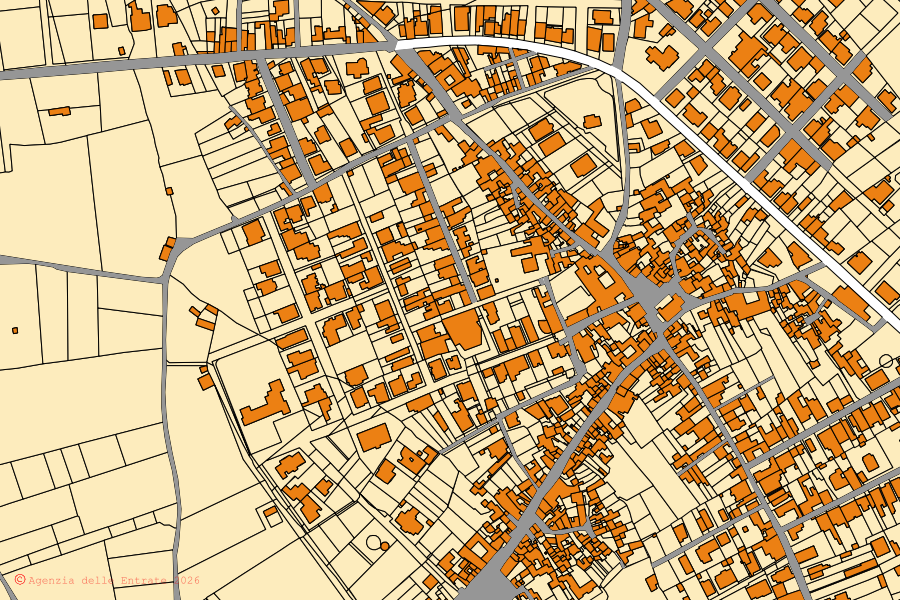 Mappa catastale del centro di Patù: particelle e fabbricati, cartografia Agenzia delle Entrate