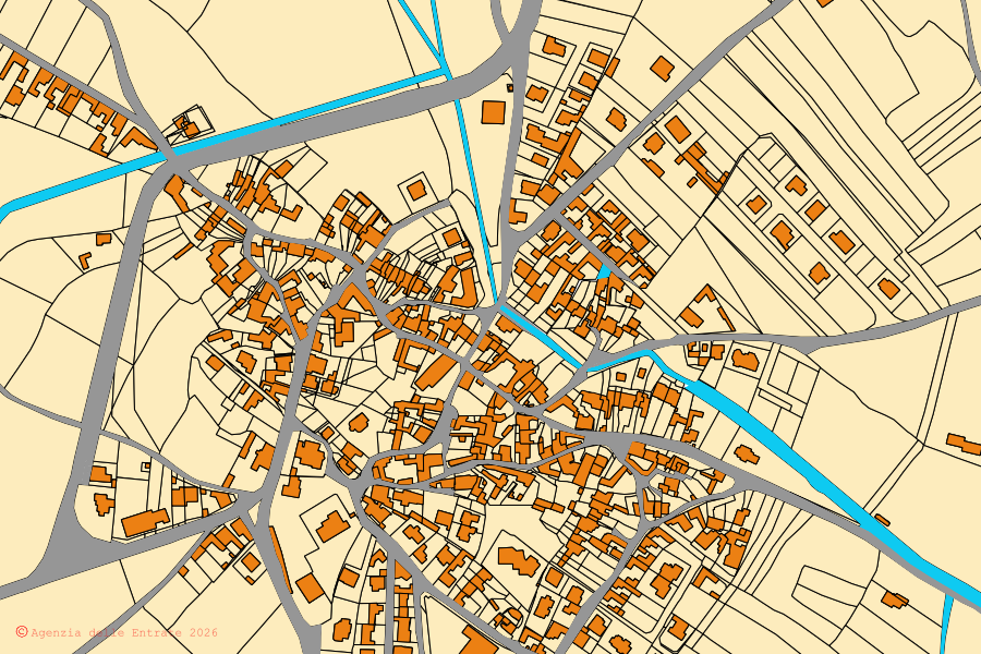 Mappa catastale del centro di Pauli Arbarei: particelle e fabbricati, cartografia Agenzia delle Entrate